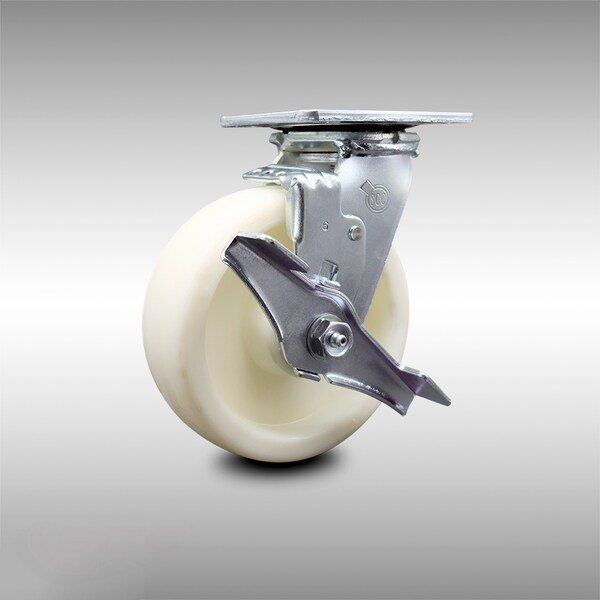 6 Inch Stainless Steel Nylon Swivel Caster with Ball Bearing and Brake SCC